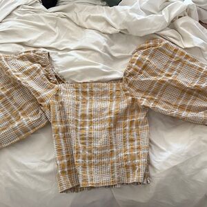 Maeve Mustard and White Checkered Pajama Bottoms